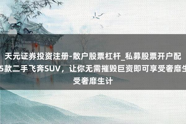 天元证券投资注册-散户股票杠杆_私募股票开户配资 5款二手飞奔SUV，让你无需摧毁巨资即可享受奢靡生计